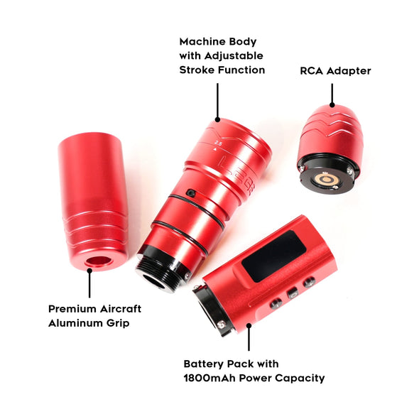 Legend Limitless Wireless Tattoo Pen Machine - Legacy Red (Full Set)
